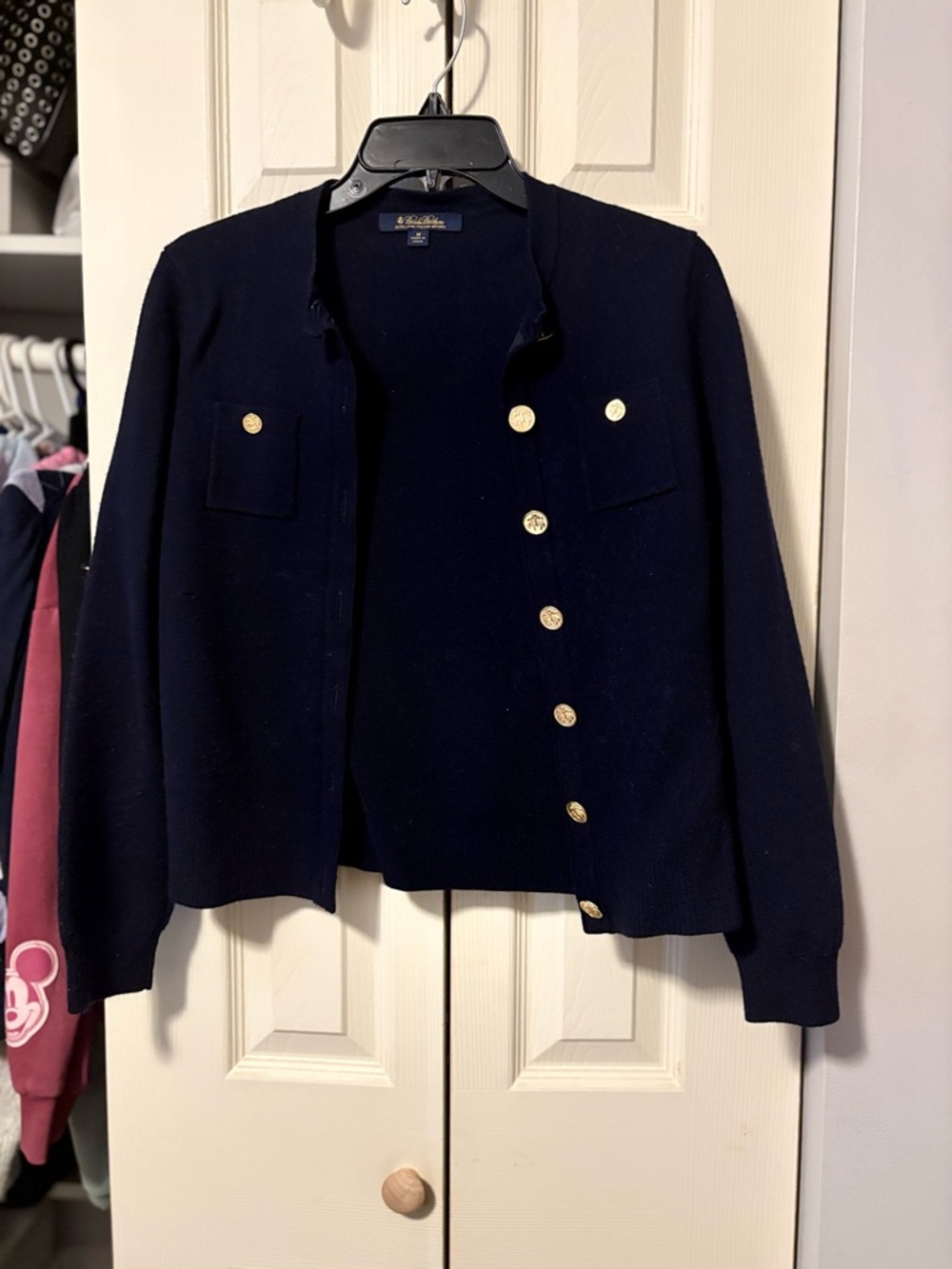 Brooks Brothers Navy Knit Jacket with Gold Buttons